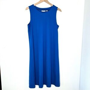 Susan Graver Bright Blue Midi Dress Sz M Sleeveless Beachy Classic USA made